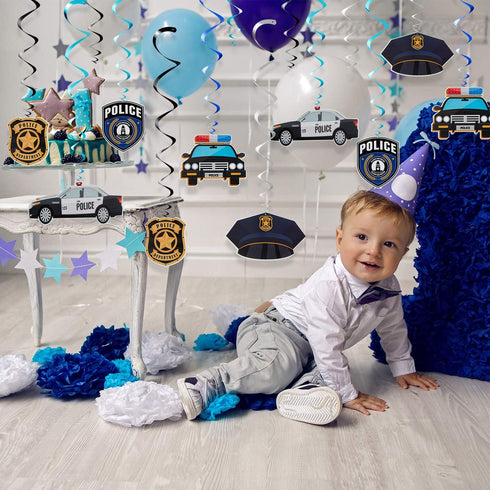 Sumind 25 Pcs Police Party Decorations Birthday Party Hanging Swirls Police Academy Graduation Gifts Hanging Decor Spirals Swirls...