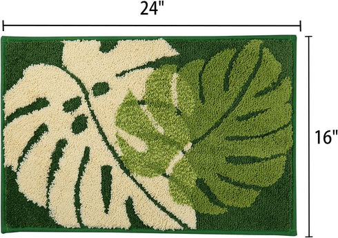 Hi Space Bathroom Rugs 24x16IN Blue Leaves Bath Mat for Bathroom Non Slip Machine Washable Soft Microfiber Absorbent Cute Bath Rug Plush for Tub S...