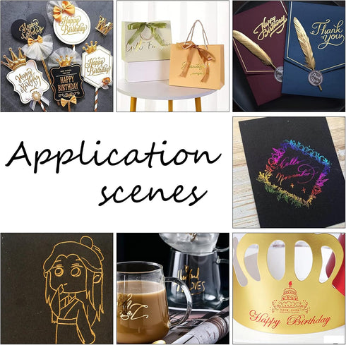 SUPERFINDINGS 1 Roll Gold Reactive Foil 16.4Ftx7.7in Metallic Transfer Foil Paper Transfer Sheets for DIY Craft Embossing Scrapbooking Cards Leath...