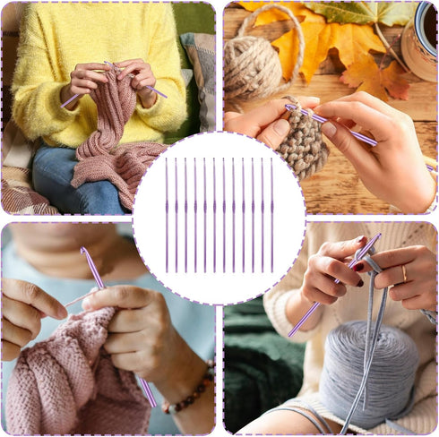 Oruola 12pcs 3mm Aluminum Crochet Hooks,Crochet Hook for Arthritic Hands,Ergonomic Crochet Hook,Knitting Needles for DIY Yarn Craft,Smooth Crochet...