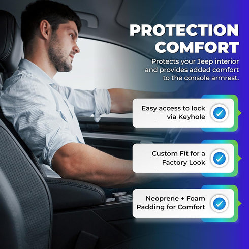 Koverz Neoprene Console Cover Armrest Pad with Keyhole Compatible with Jeep Wrangler JL JLU Gladiator JT Sahara Sport Rubicon Unlimited 2018 to Pr...