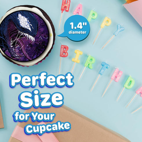 "30 Edible Cupcake Toppers with Dark Hero-Inspired Designs | Uncut Wafer Sheet Cake Decorations"...