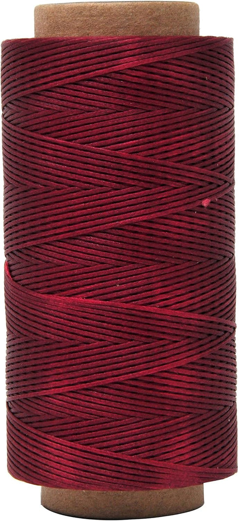 Mandala Crafts Maroon Flat Waxed Thread for Leather Sewing - 197 Yds 210D 1mm Polyester Leather Thread String Waxed Cord for Leatherwork, Beading,...