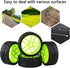 1:8 Off-Road RC Buggy 17mm Hub Wheel Rims and Tires H Tread Pattern Fluorescent Green Pack of 4...