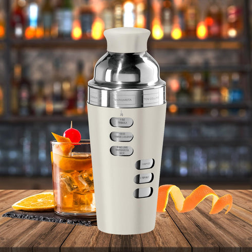 OGGI Dial A Drink Cocktail Shaker-23oz Stainless Steel Shaker, 8 Recipes, Stainless Steel Lid has Built In Strainer, Ideal Cocktail Mixer, Martini...