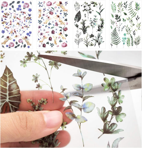 Rub On Transfer Sticker Scrapbook Stickers Flower Stickers Decoration Sticker Planner Stickers Plant Stickers for Scrapbooking Diary Album Journal...