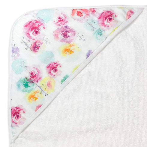 HonestBaby 3-Piece Organic Cotton Hooded Towel & Washcloth Set, Rose Blossom, One Size...