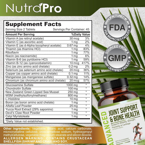 NutraPro Glucosamine Chondroitin MSM Joint Relief Supplements & Bone Health - for Knee & Joint Relief, Bone Strength, Joint Health, Movement, Flex...