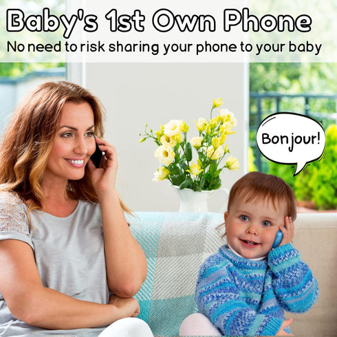 Baby Phone Toy English & French Learning for Toddlers 1 2 3 Years Old, Learn French Francais ABC Numbers Animal Sounds, Interactive Bilingual Cell...