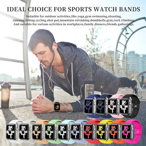 Upgrade Bands Compatible with Apple Watch Band 42mm 44mm 45mm for Women Men,3 Pack Soft Silicone Replacement Sport Watch Strap for iWatch SE Serie...
