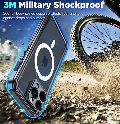 Magnetic for iPhone 15 Pro Max Case Waterproof with Built-in Screen Protector,Compatible with MagSafe Shockproof Dustproof Heavy Duty Full Body Co...