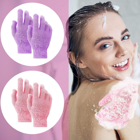 Sibba Bath Gloves for Shower Natural Loofah Exfoliating Wash Gloves for Body and Face, Dead Skin Remover, Double Sided Microfibre Shower Body Glov...