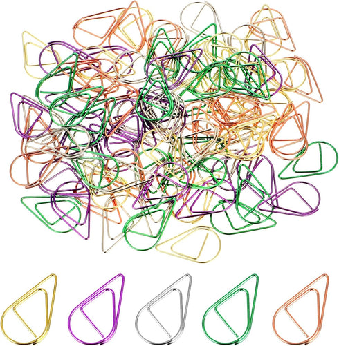 100Pcs Colorful Cute Paper Clips Small Paperclips Stainless Steel Drop-Shaped Paperclips Bookmark Clips Mini Binder Clips for Memo Paper Photo 15x...