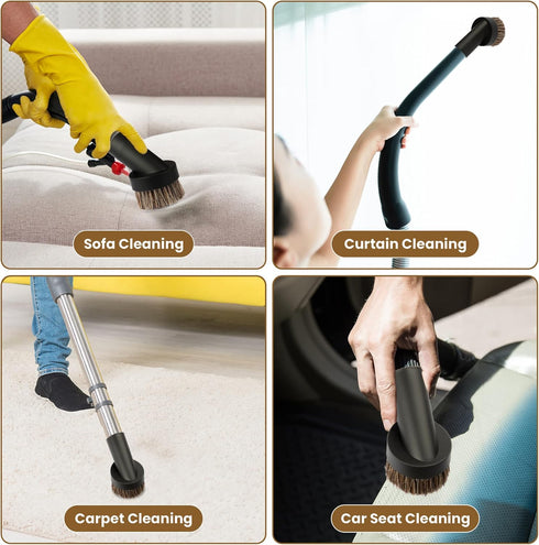 TXIN 4 Pieces Soft Horsehair Bristle Vacuum Attachments Dusting Brush Cleaner Dust Brush, Small Round Corner/Track Cleaning Tools Vacuum Brushes R...