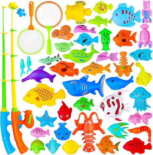 Max Fun Magnetic Fishing Water Toys for Kids Ages 3-5 with Magnet Pole Rod Net, Plastic Floating Fish for Toddler Outdoor Toys, Summer Toys, Bath ...