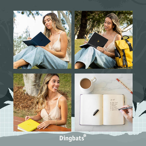Dingbats* - Wildlife A6 Grid Pocket Notebook - PU Leather Hardcover Small Journal for Work, Travel - Pocket, Elastic Closure, Pen Holder, Bookmark...