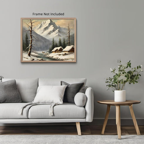 Posterizer 1 pcs-snowy winter nature scene in oil painting style-12-Landscape & Nature Art-GIft for Men Women Teens-Dining Room Decor- unframed wa...