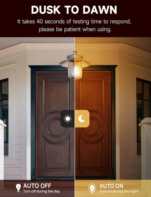 Dusk to Dawn Light Bulbs, Outdoor Light Bulbs, ST64 6W Equivalent 60W, 2700K Soft White, 600LM LED Outdoor Lighting, E26 Base, Photocell Sensor, A...