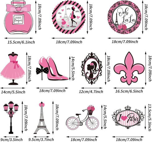 30 Pieces Paris Party Hanging Swirls Decorations, Pink Paris Eiffel Tower High Heels Ooh La La Card Hanging Metallic Foil Streamers Decor Kid Boy ...