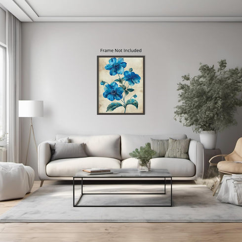 Posterizer 1 pcs-vibrant blue pretty flowers for chic decor-Floral & Botanical Art-Abstract & Modern Art-Decor for Home & Office- UNFRAMED Wall Ar...