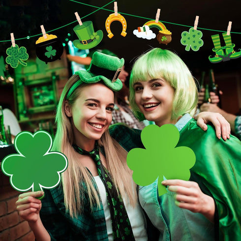 200 Pcs St Patrick's Day Shamrock Cutouts St Patrick's Day Bulletin Board Decor with 400 Shamrock Cartoon Irish Lucky Green Paper Cut Outs for St ...