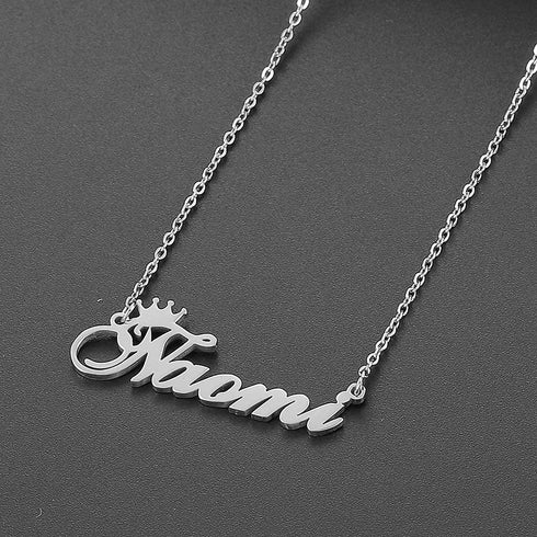 Custom Silver Name Necklace Personalized for Women, Customized Chains Name Pendants Necklaces Personalized Name Necklace with Crown for Women Girl...