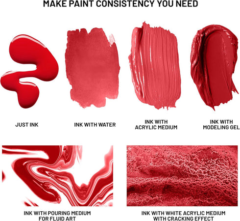 KAMENSKAYA Acrylic Inks for Artists - Magenta Acrylic Ink, 3.38 Fl Oz (100 ml)...