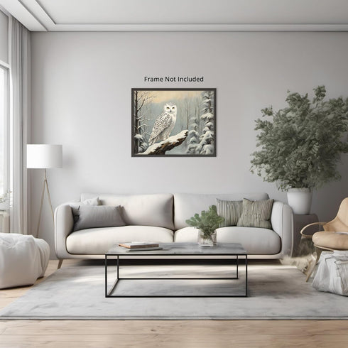 Posterizer 1 pcs-snowy winter scene of a white owl-oil painting style 1-Art for Animal Lovers-Landscape & Nature Art-Decor for Home & Office- unfr...