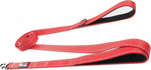 Dog Leash 8ft Long - RED - Traffic Padded Two Handle - Heavy Duty - Double Handles Lead for Control Safety Training - Leashes for Large Dogs or Me...