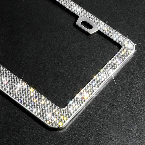 Tchipie 1 Pack Bling Rhinestone License Plate Frames, Bedazzled Sparkly Cute Diamond Car License Plate Frame, Glitter Crystal Tag Caps, Stainless ...