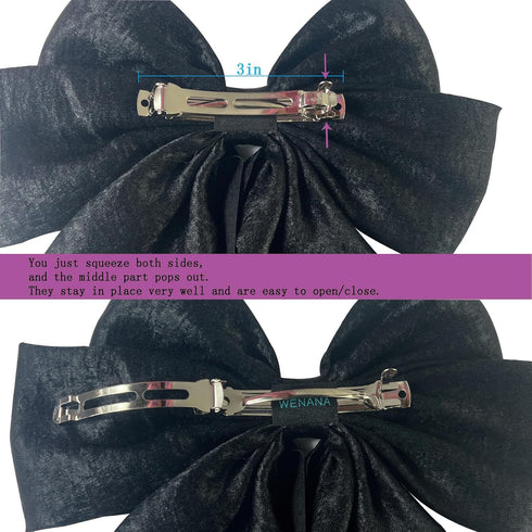 Hair Bows for Women 2 Pcs Big Hair Bows Hair Ribbons Oversized Long Tail, Hair Bow Large Hair Ribbon Barrettes Metal Clips Bowknot Hair Accessorie...