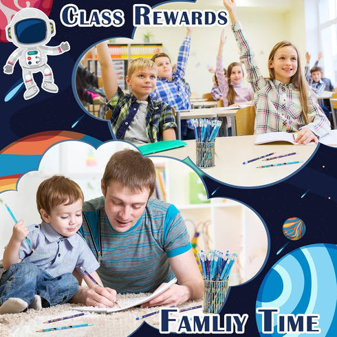 48 Pieces Space Themed Pencils Fun Astronaut Pencils Wooden Pencil Kids Space Party Favors Pencils with Eraser HB Kids' Drawing Pencils Teacher Su...