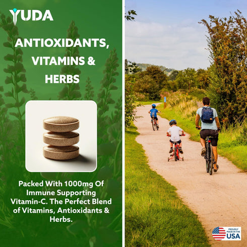 Yuda Immune Support Booster - Vitamin C and Quercetin, Enriched with Elderberry and Rose HIPS, a Superior Vitamin C and Quercetin Formula, Promote...