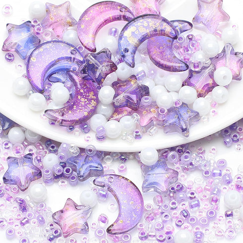 Mixed Star Moon Crystal Glass Beads Seedbeads Loose Round Pearl Beads for Jewelry Making Craft Bracelets Necklaces Earrings DIY Crafts Projects Pu...
