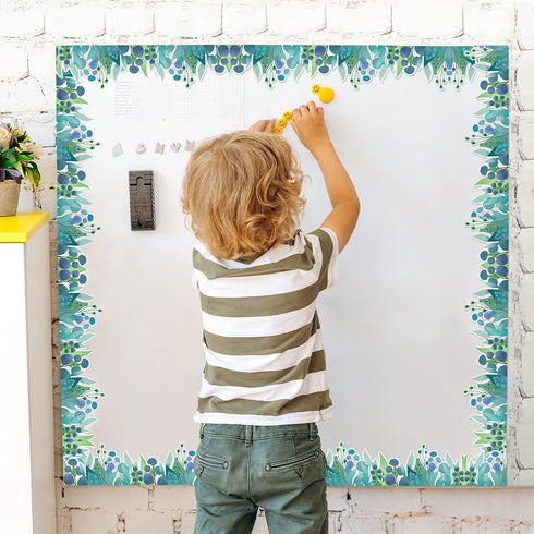 2 Rolls Scalloped Bulletin Board Borders - Eucalyptus Die-Cut Border Trim Bulletin Board Classroom Bulletin - 65.6 Feet Greenery Plant Borders Cla...