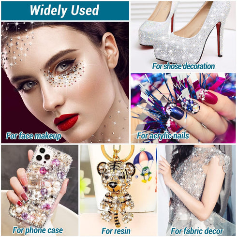Jewelry Clear Glue with Rhinestones for Crafts, 2800 Pcs Flatback Round Rinestones Set with 2PCS 25ml Glue, 5 Dotting Pen Tool, 1 Wax Pencil for D...