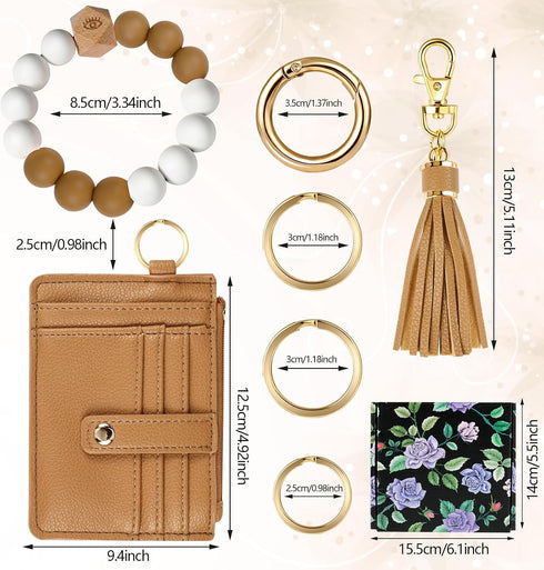 Hicdaw Wristlet Bracelet Keychain Wallet for Women 9 Slots Credit Card Holder Tassel Purse Silicone Key Ring with Gift Box...