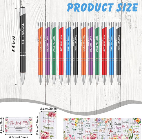252 Pcs Christian Gifts Set 240 Pcs Quote Cute Prayer Cards Floral Religious Scripture Cards 12 Bible Verse Pens Christian Inspirational Ballpoint...