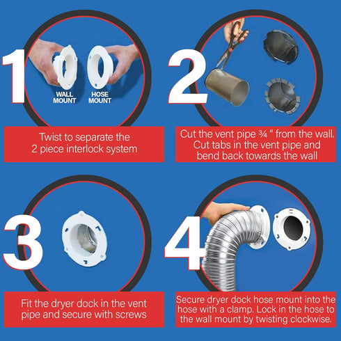 Dryer Dock Dryer Vent 6" for 4" Tubes, White...