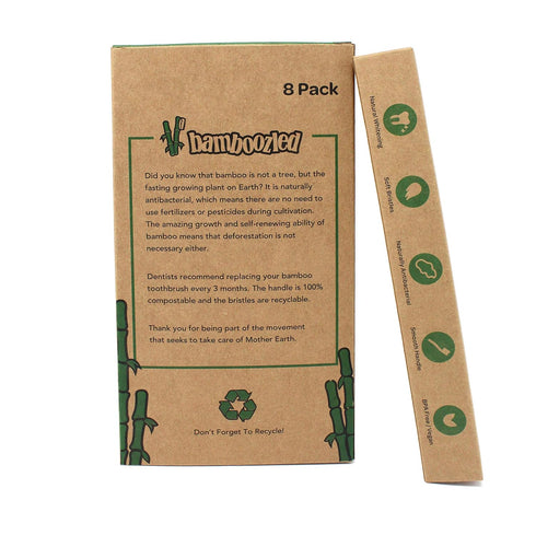 Bamboozled | Bamboo Toothbrush | Charcoal Infused BPA Free Medium Bristles | Organic & Sustainable | Biodegradable & Eco-Friendly | Set of 8 | The...