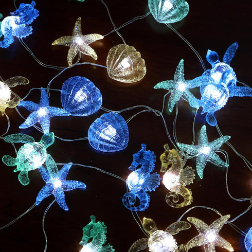 Solar String Lights Outdoor Decorative Fairy Solar Lights for Outside Garden Décor Waterproof Sea life Turtle Seahorse Starfish Ocean Nautical Bal...
