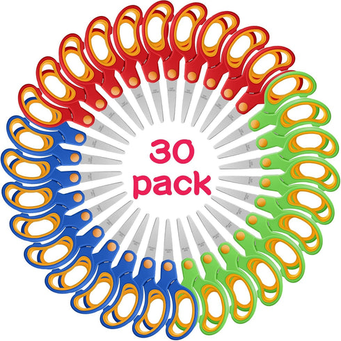 30 Pack Scissors, 5.1 Inch Multipurpose Scissors, Soft Comfort Grip Handles Stainless Steel for School Office Home, High Middle School Classroom S...