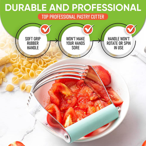 Spring Chef Stainless Steel Large Size Dough Blender For Baking, Professional Manual Dough Cutter Tool, Dishwasher Safe Puff Pastry Cutter Tool wi...