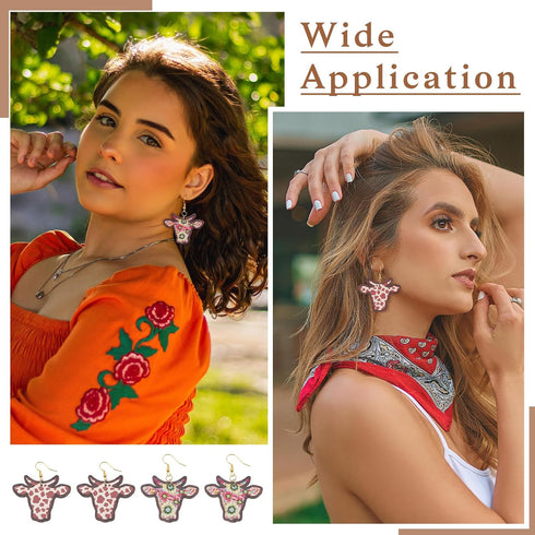 Craftdady 40Pcs Wood Cow Charms Earring Making Kit Sunflower Cattle Boho Pendants with Brass Jump Ring & Earring Hooks for Crafts DIY Keychain Jew...