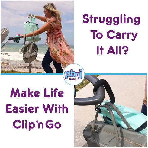 Stroller Hooks for Hanging Diaper Bags - Mommy Stroller Clip and Stroller Accessories Organizer Hook - Large Carabiner Clips for Mom Purse Shoppin...