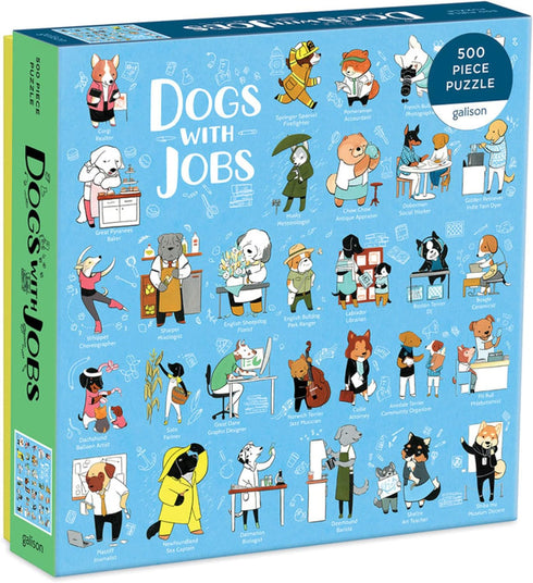 Galison Dogs with Jobs Puzzle, 500 Pieces, 20” x 20” – Jigsaw Puzzle Featuring an Amusing Illustration of Dogs – Thick, Sturdy Pieces, Challenging...