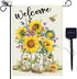 Sunflower Garden Flag, Solar LED Welcome Flags Banner 12x18 Double Sided, Farmhouse Flower Burlap Lighted Lights Yard Flag, Holiday Spring Vertica...