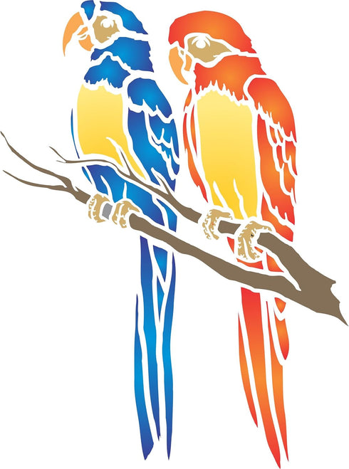Parrot Stencil, 10.5 x 14 inch (XL) - Animal Wildlife Macaw Bird Stencils for Painting Template...