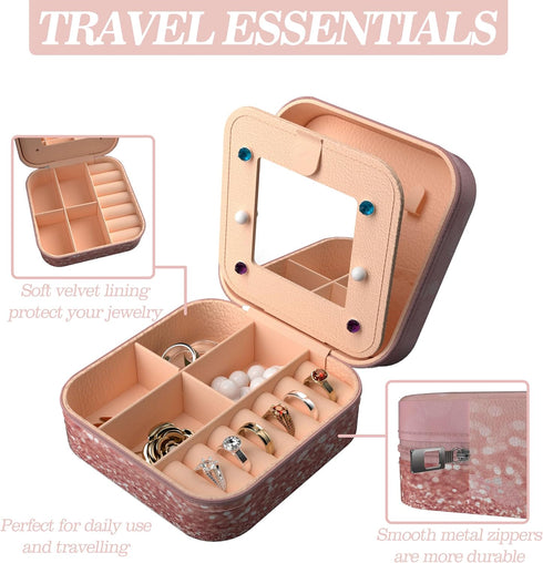 Travel Jewelry Holder Organizer, Jewelry Case Small Jewelry Boxes Organizers with Mirror Travel Jewelry Boxes for Teen Girls Women (Work Hard)...