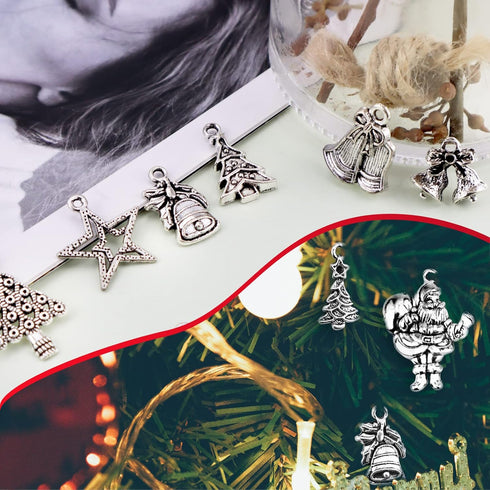 JIALEEY Christmas Charms, Wholesale Bulk Lots Christmas Charm Mixed Tibetan Silver Metal Pendants DIY for Jewelry Making Crafting Ornaments...